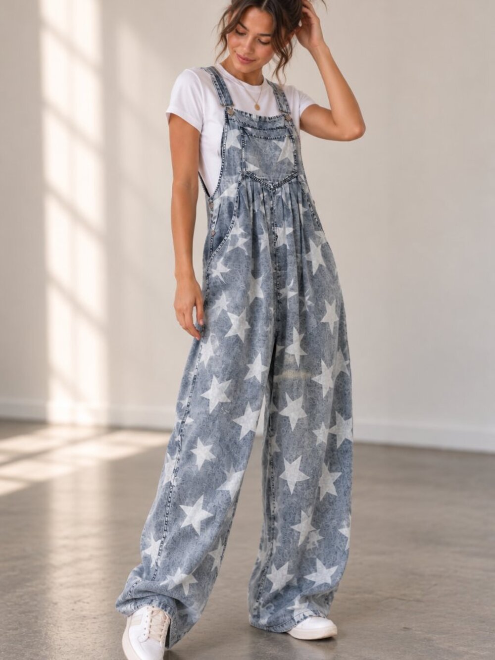 Ce:some Star Print Tencel Overalls Size S